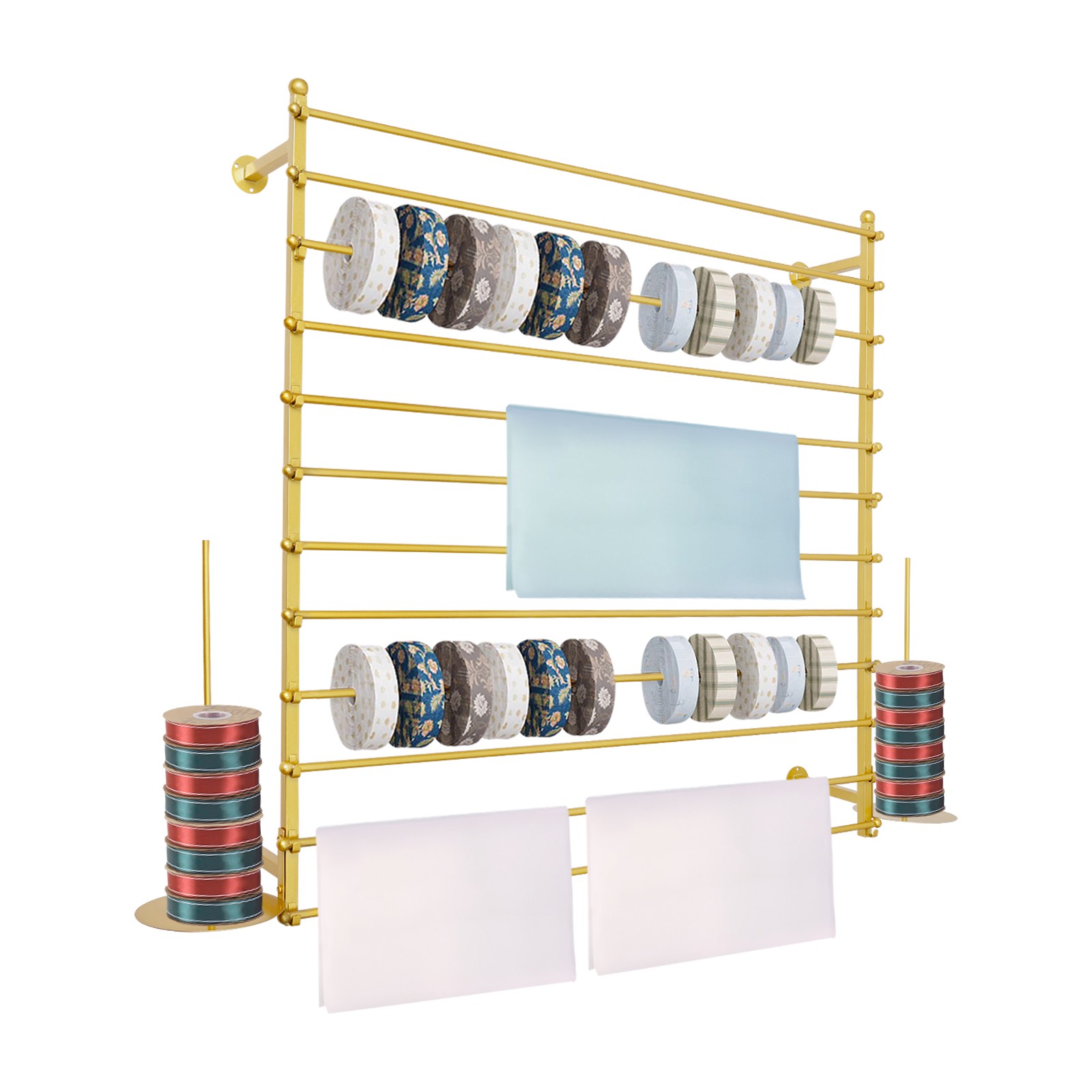 Wall-Mounted Display Rack, Wrapping Paper Ribbon Holder, Organizer 120*20*120cm