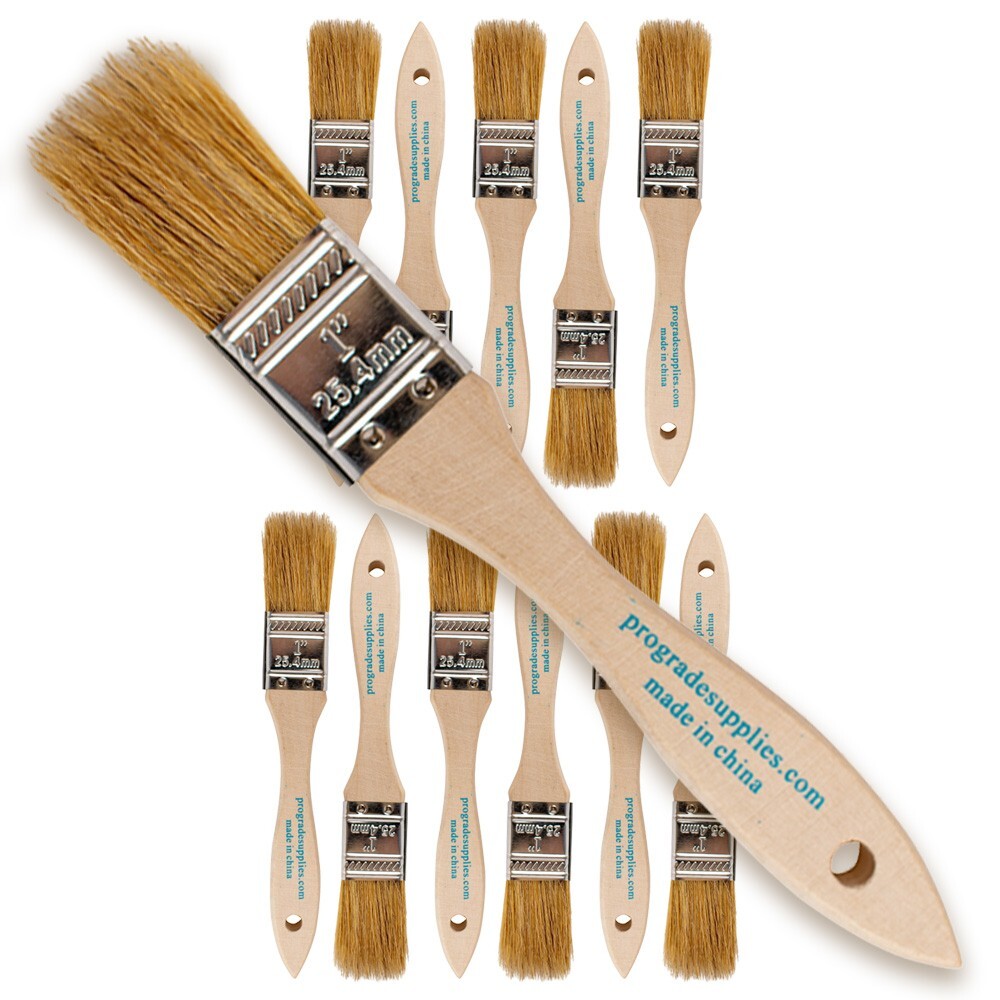12 Pk- 1 inch Chip Paint Brushes for Paint, Stains,Varnishes,Glues,Gesso