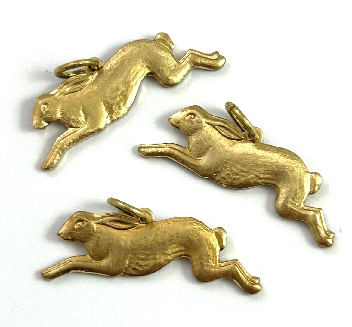 Vintage Rabbit Charm Lot Running Rabbit Necklace Pendant Brass Jewelry- As Is
