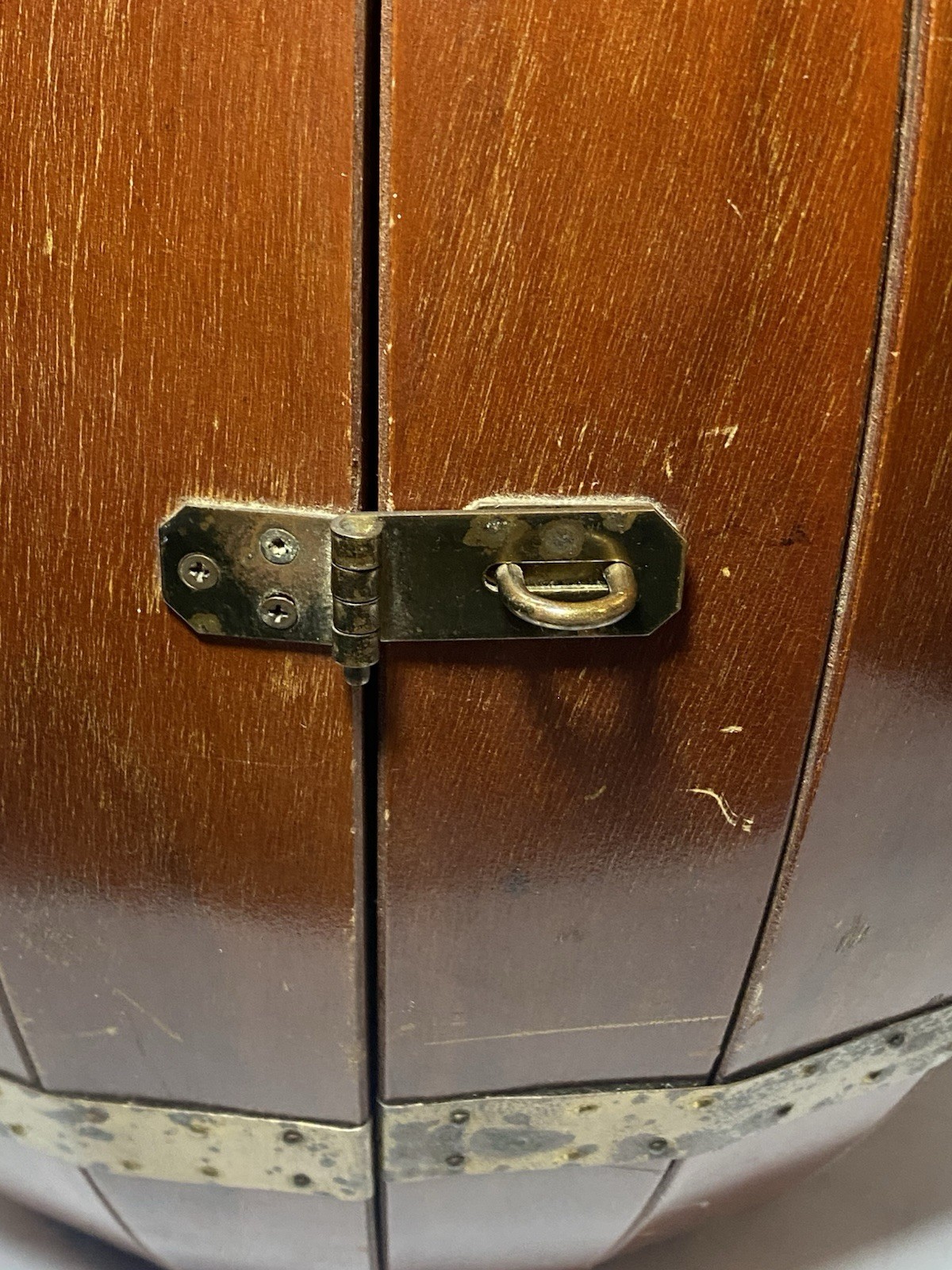 Vintage MCM Wood Barrel Bar Liquor Cabinet Man Cave She Shed