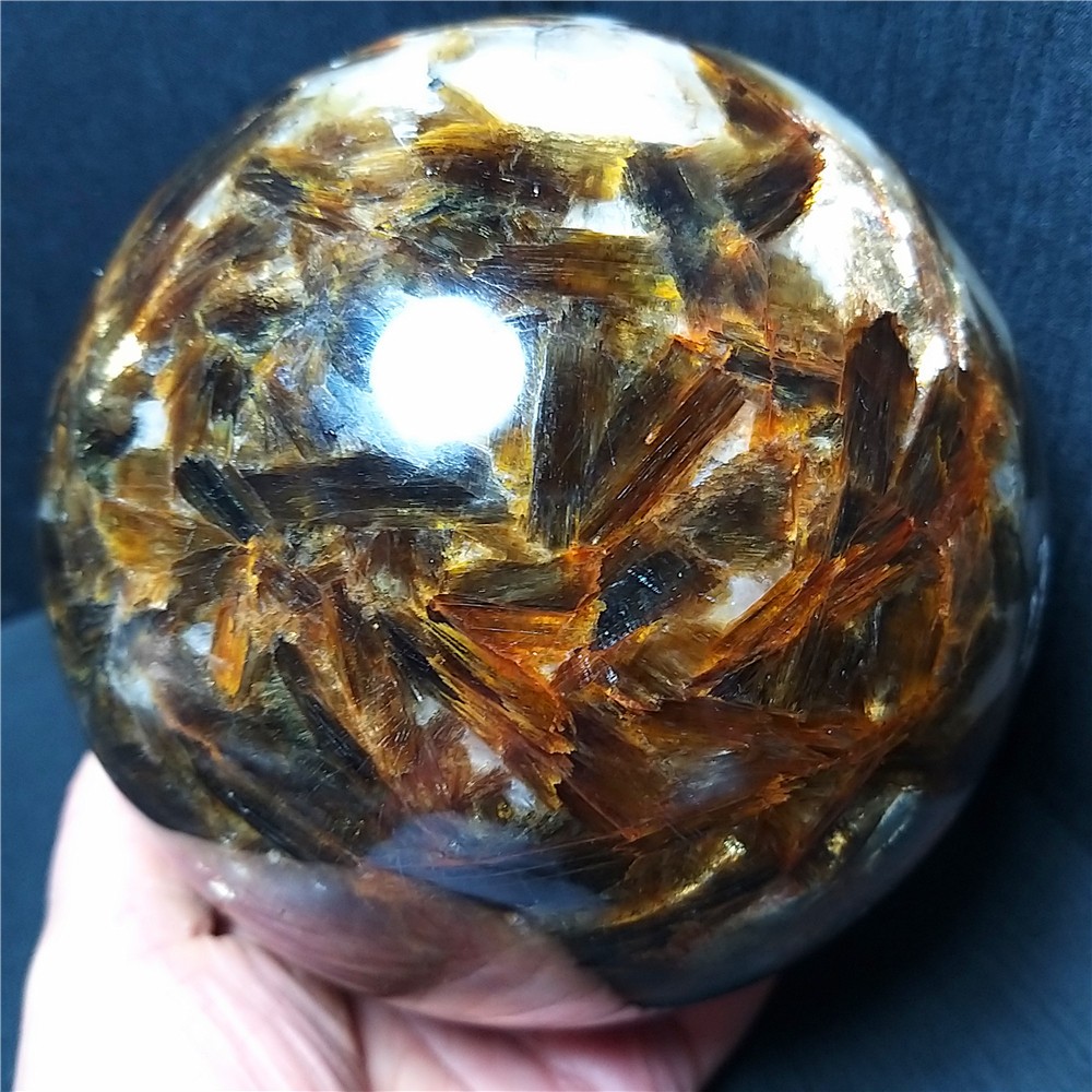 RARE 3200G Natural Brown Tourmaline Unicorn Gem Mica Symbiotic Stone Ball AC1013