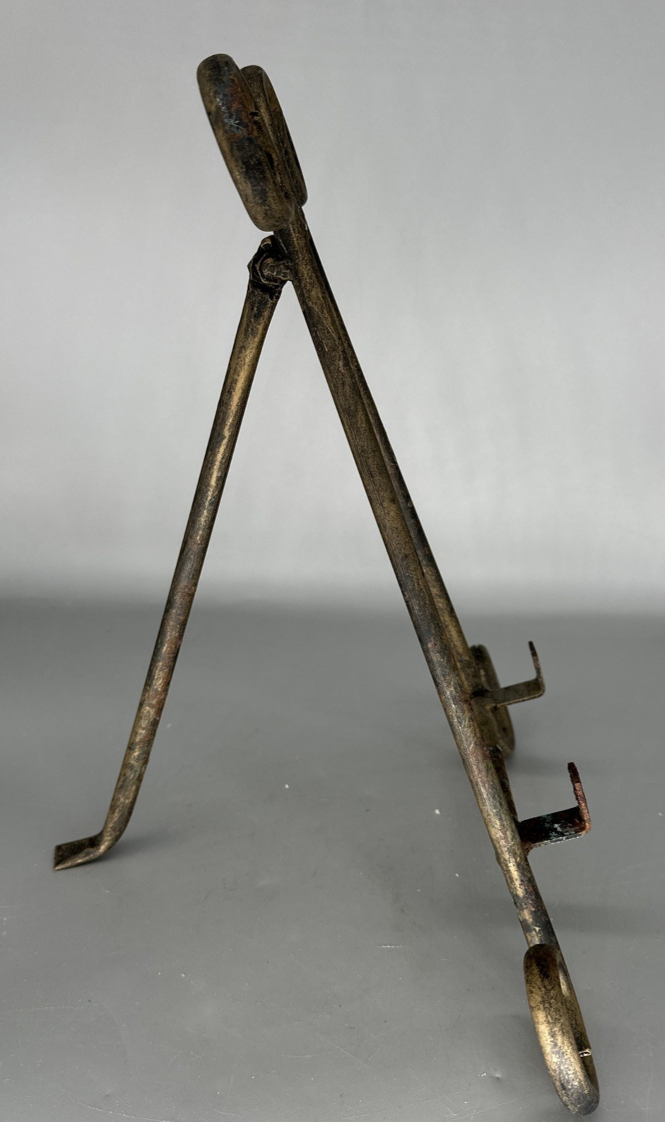Vintage Metal Large Tripod Picture Book Holder Distresssed H. 13" L. 11"