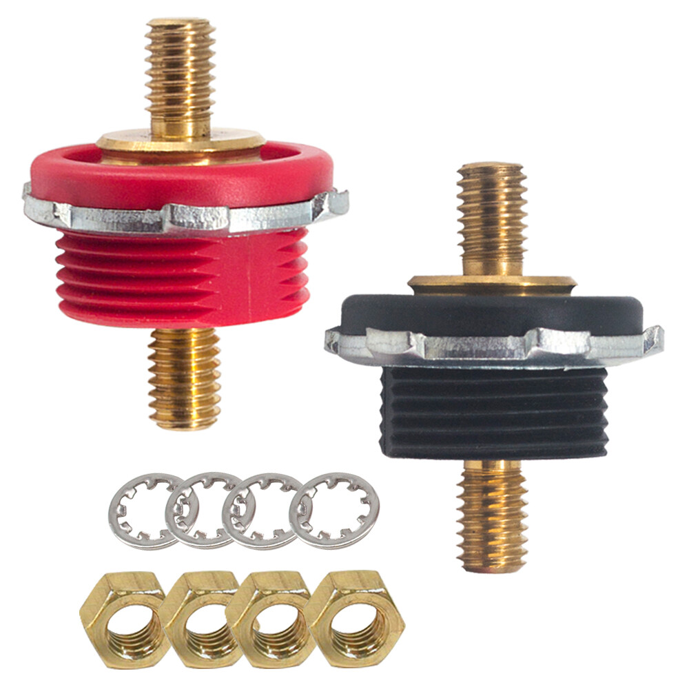 Thru Firewall Panel Bulkhead Connector 3/8'' Black Red Battery Terminal Studs