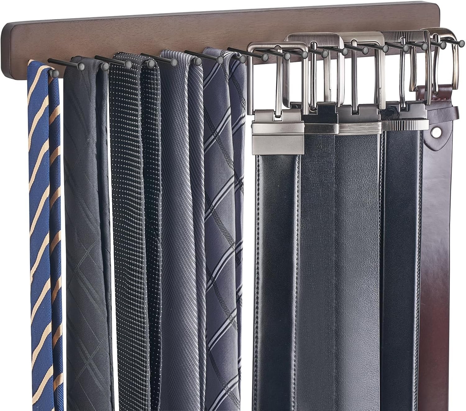 Tie Rack Wall Mounted Belt Hanger Holder Rustic Wood Tie Organizer for Men Close