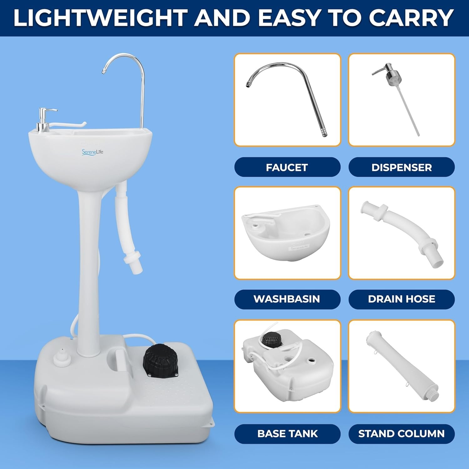 Portable Camping Sink with 19L 5+ Gallon Water Tank, Hands-Free Foot Pump, So...