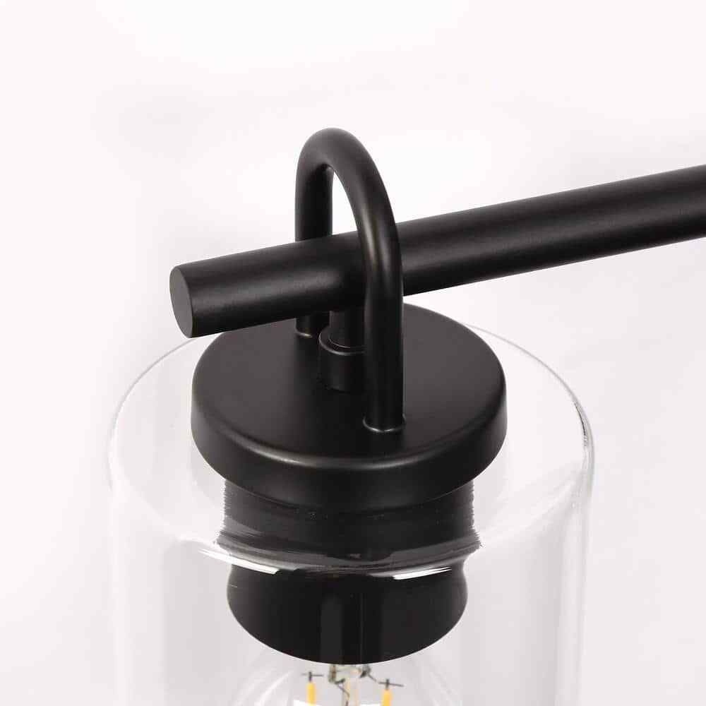 LNC Modern Black Bathroom Vanity Light with Cylinder Clear Glass Shades 22 in.
