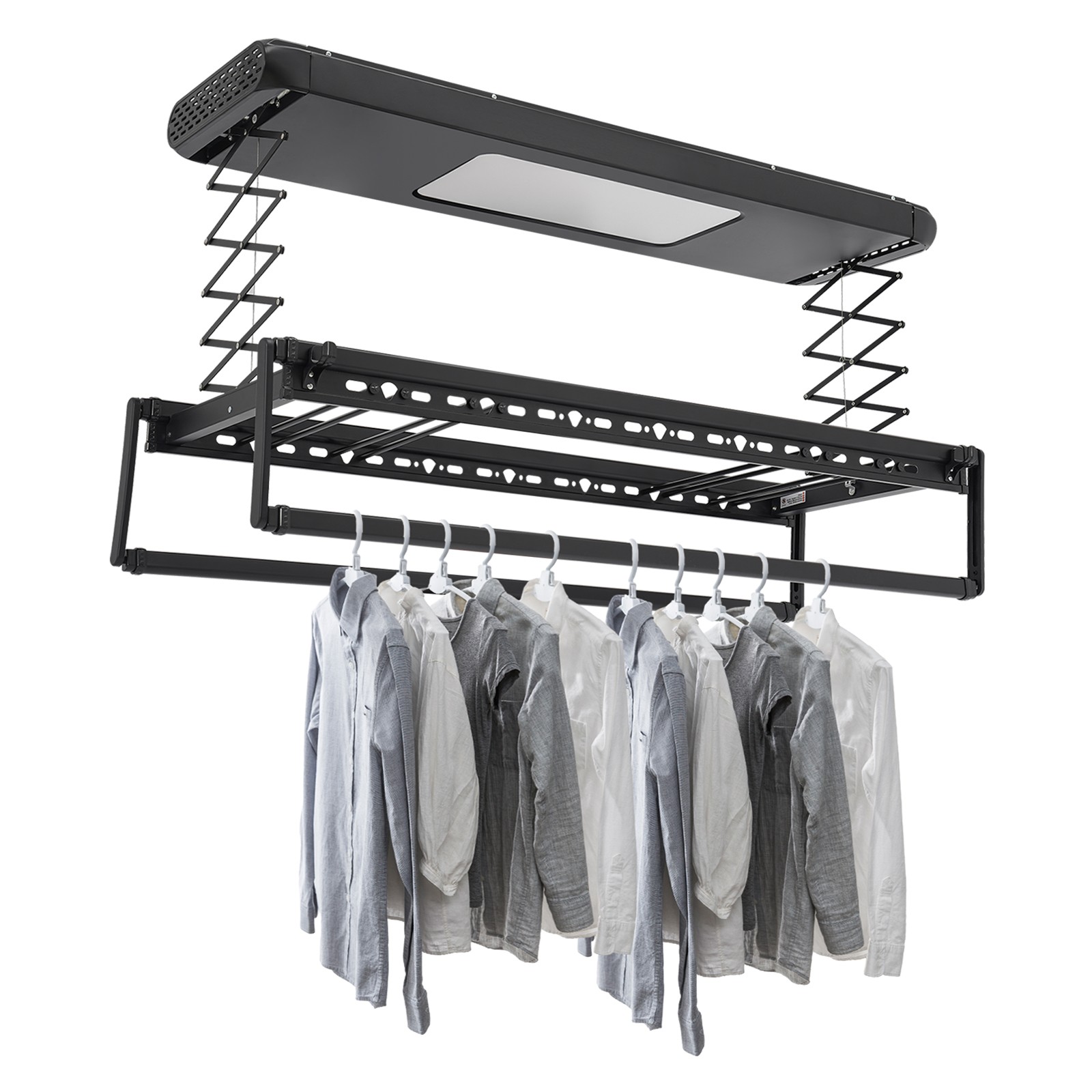 Electric Retractable Airing Rack Clothes Drying Rack W/ Remote Control & Light