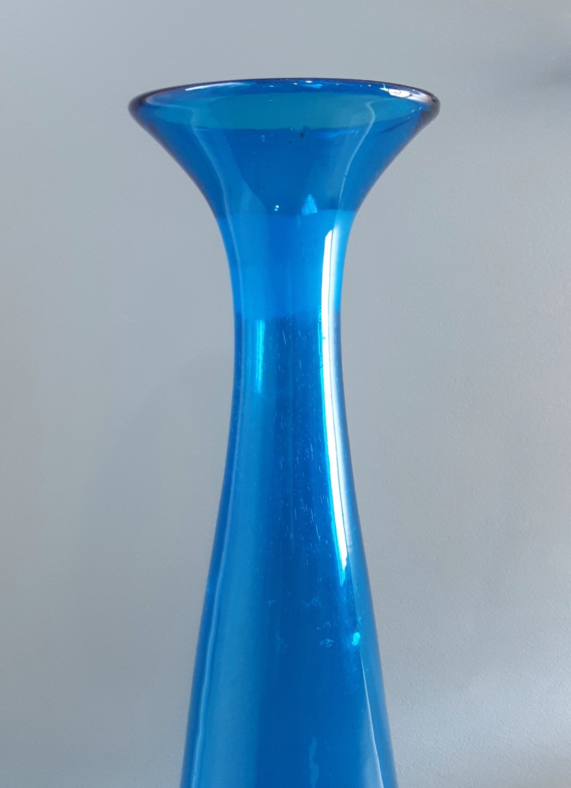 BLENKO HUGE 35.5" Art Glass Turquoise # 6138 Architectural Floor Decanter HUSTED