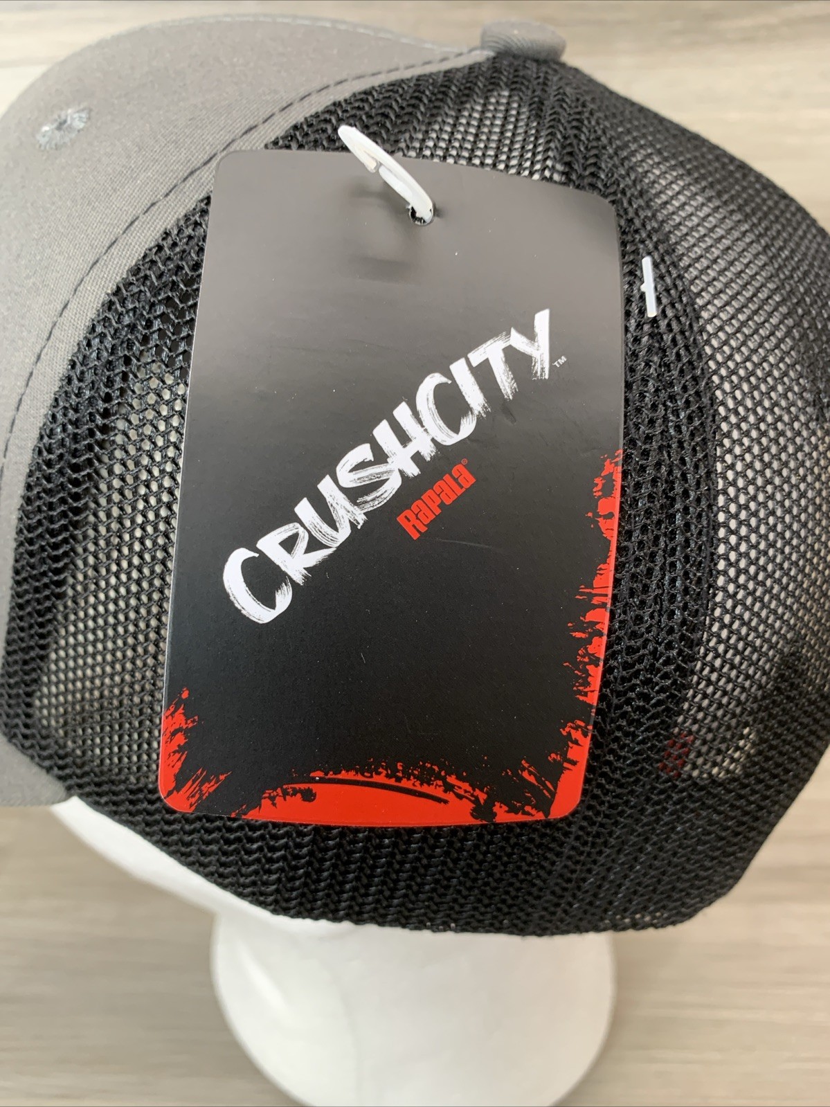 Rapala Crush City Mesh SnapBack Hat Cap NEW SMALL PATCH FISHING LURES GRAY