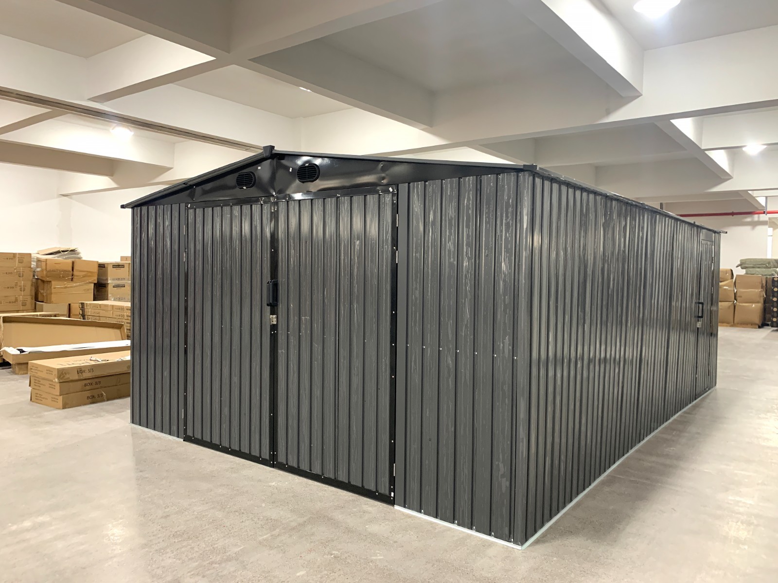 13x20ft Heavy Duty Galvanized Steel Garage Shed, Protective Film, Car Storage