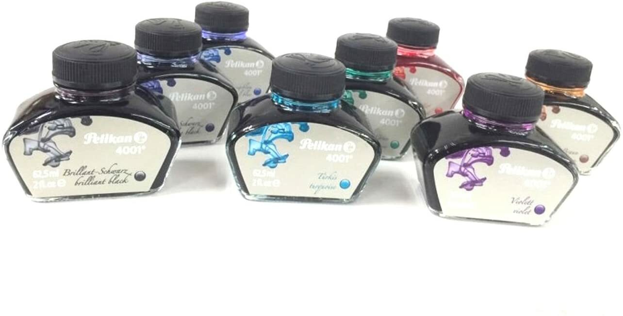 Pelikan 4001 Fountain Pen Bottled Ink, 62.5ml, Choose from 10 Vibrant Colors