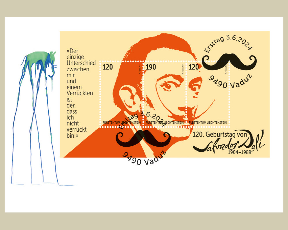 Liechtenstein - FDC of 120th Anniversary Of The Birth Of Salvador Dali