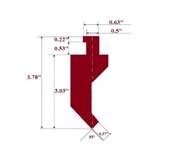 NEW 24” American Type with Safety Tang 85° Press Brake Punch Die Height: 3.03"