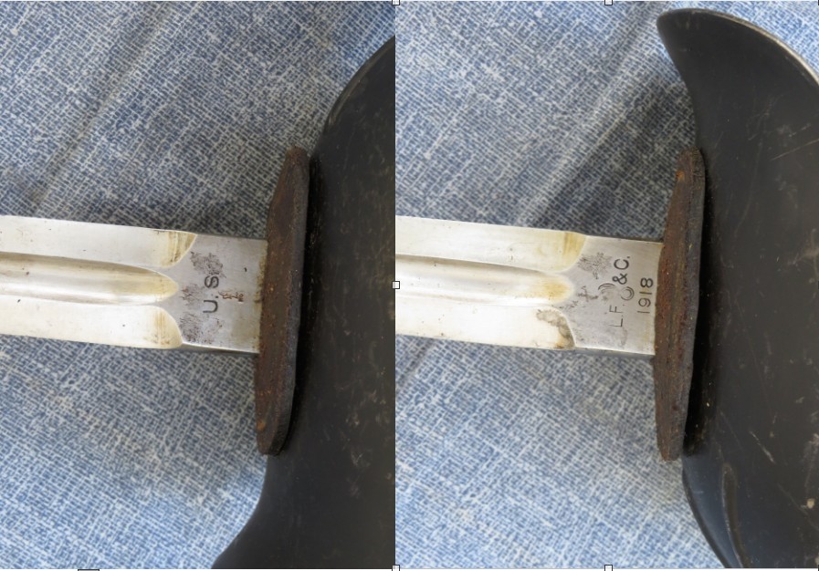 WWI US MODEL 1913 PATTON CAVALRY SWORD w SCABBARD DATED L.F.&C. 1918 EXCELLENT