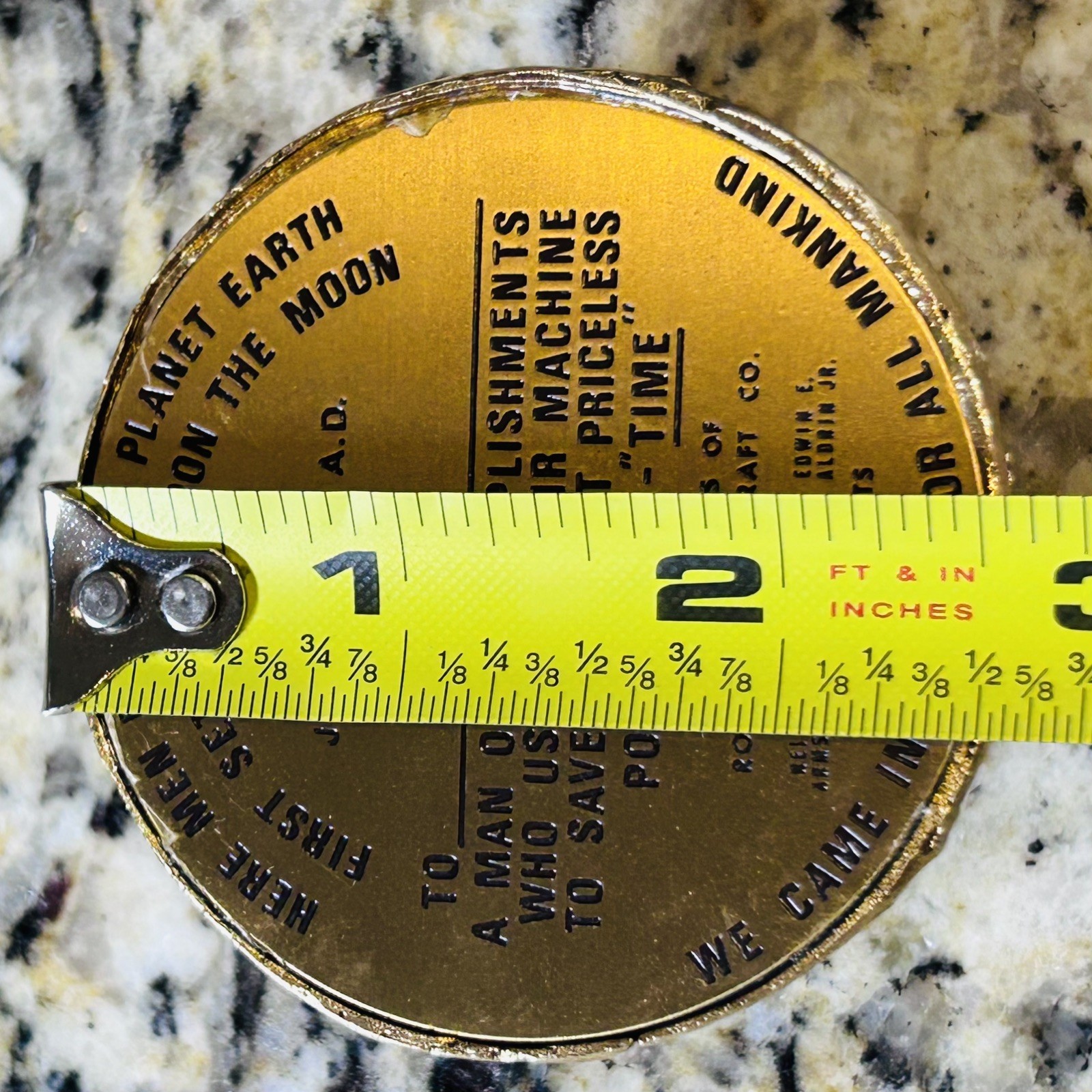 Vintage Apollo 11 Moon Landing Brass Paper Weight Robertson Aircrafts Astronauts