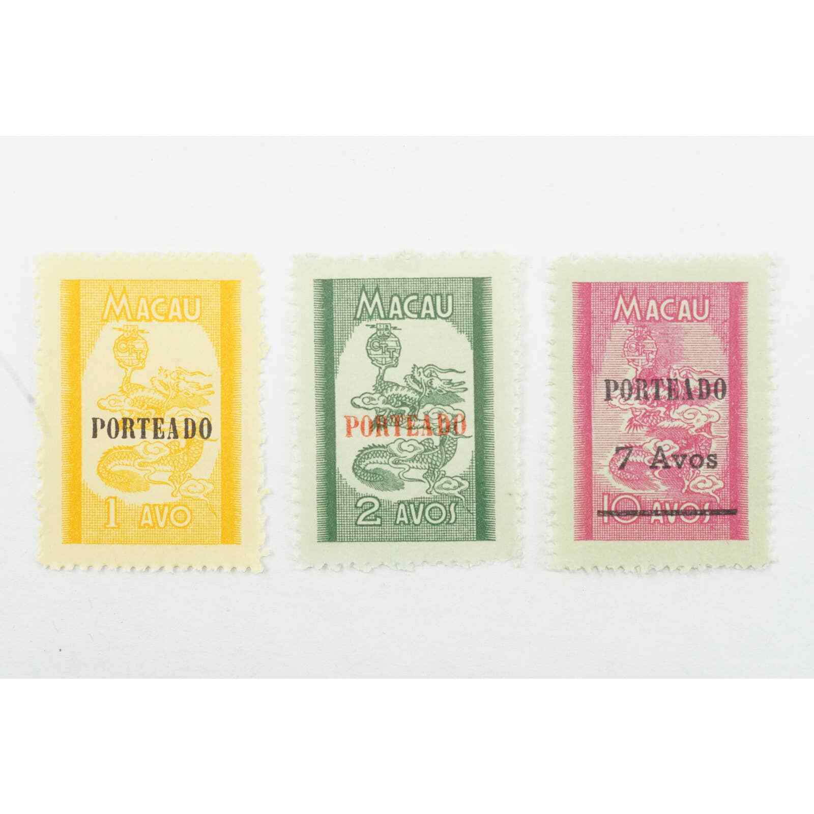 1950 Macao Dragon Stamps, Error Substitute Macao Overprinted Stamps