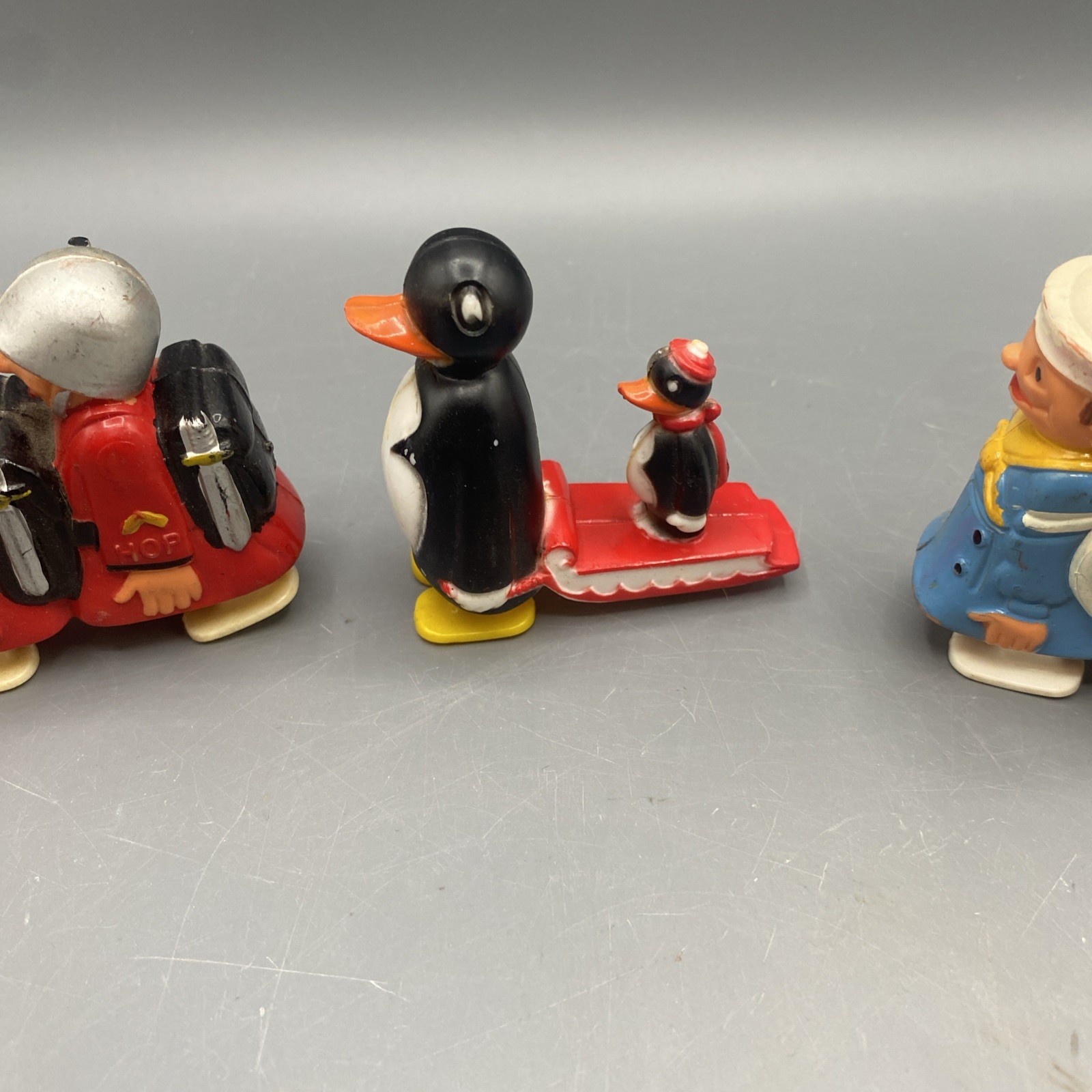 Vintage 1960’s Marx Ramp Walker Lot Of 5 Penguins/Sailors/Soldiers/Cat