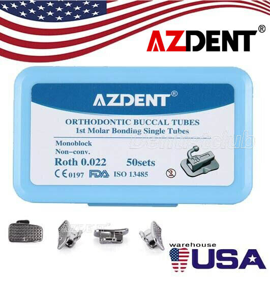 50Sets Dental Orthodontic Buccal Tubes Roth.022 1st Molar Bondable Non-Conv Mono