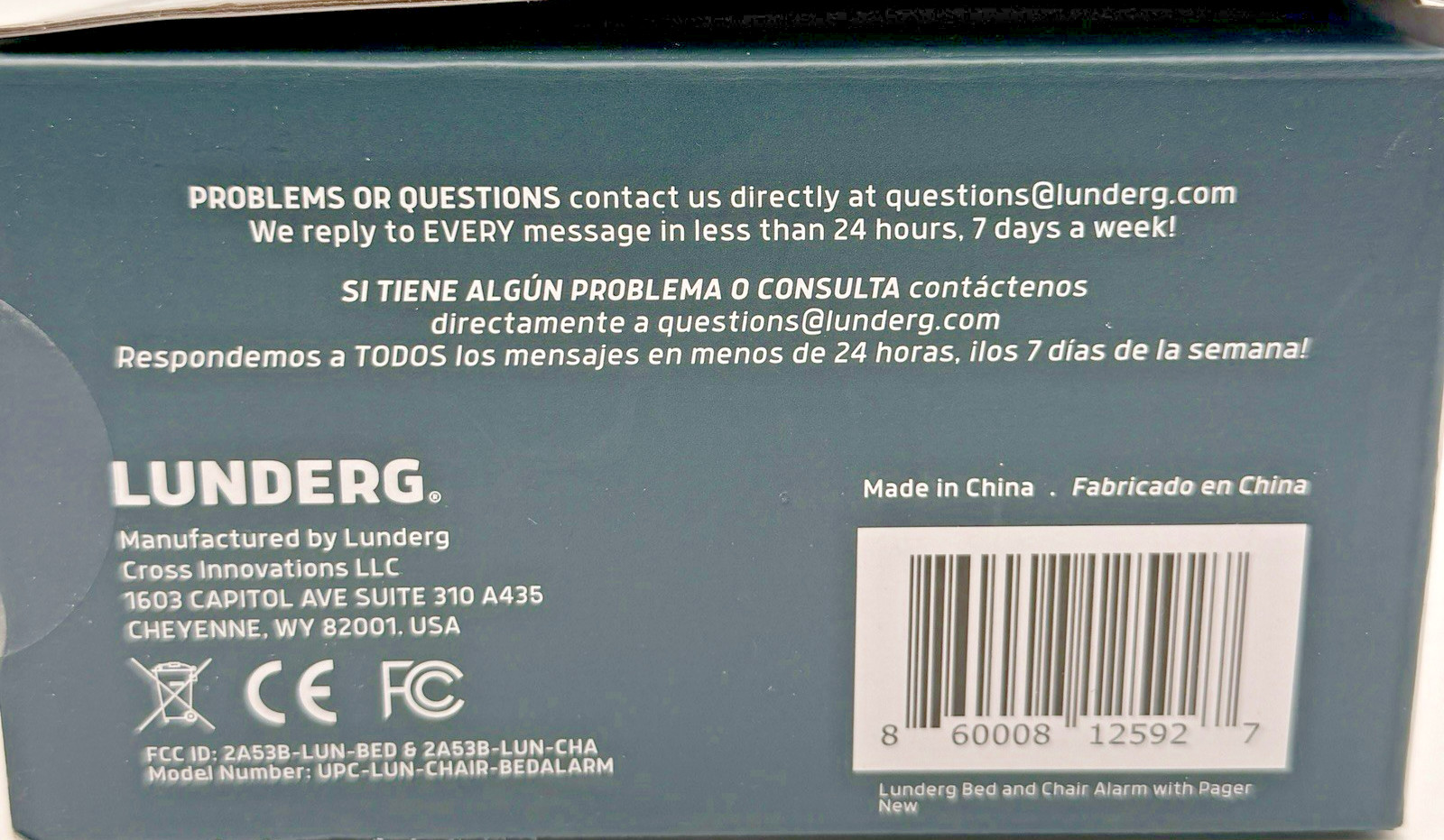 Lunderg Bed and Chair Alarm Pad System Wireless Early Alert Sensor Pad NEW!