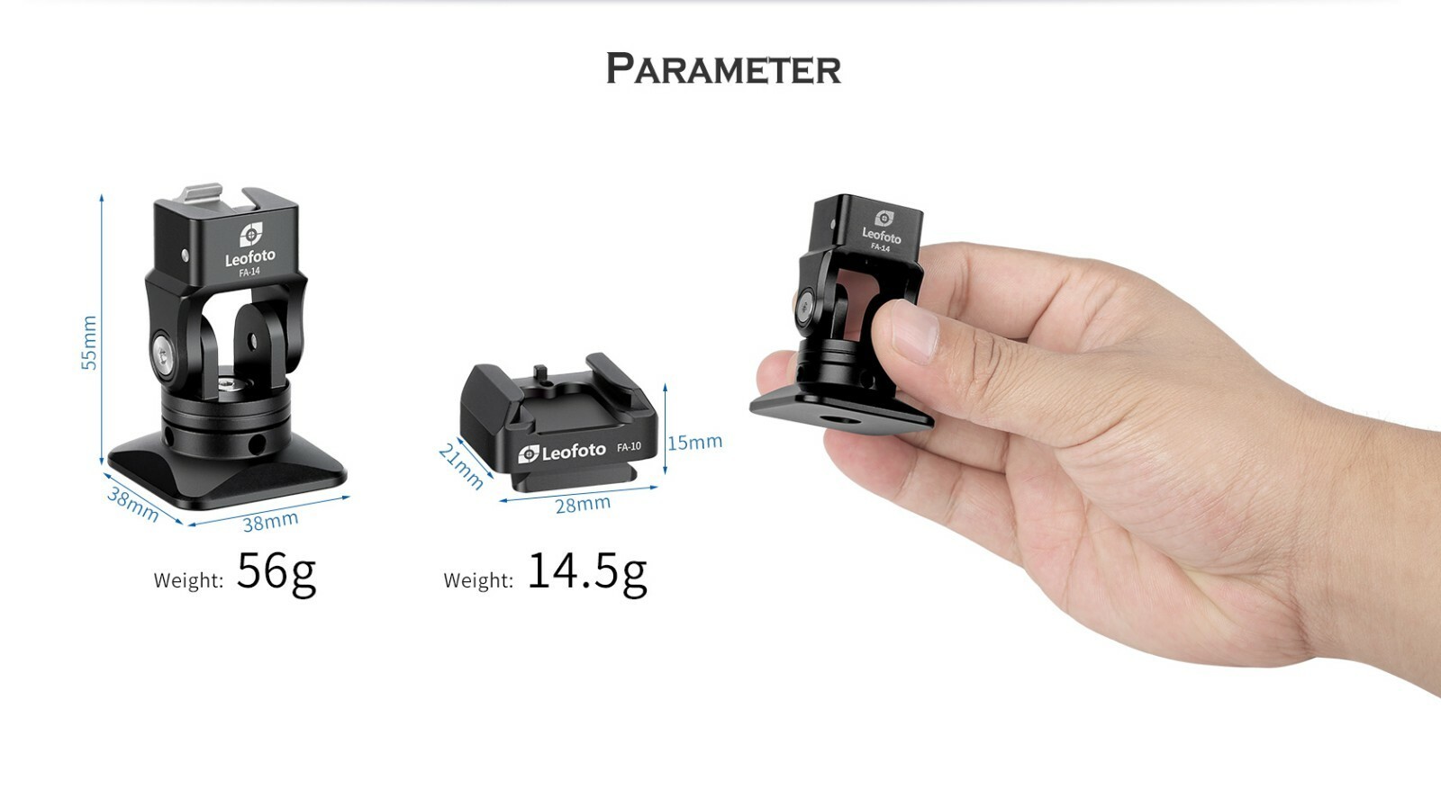 Leofoto FA-14+FA-10 Kit QR Tilting & Pivoting Flash Adapter