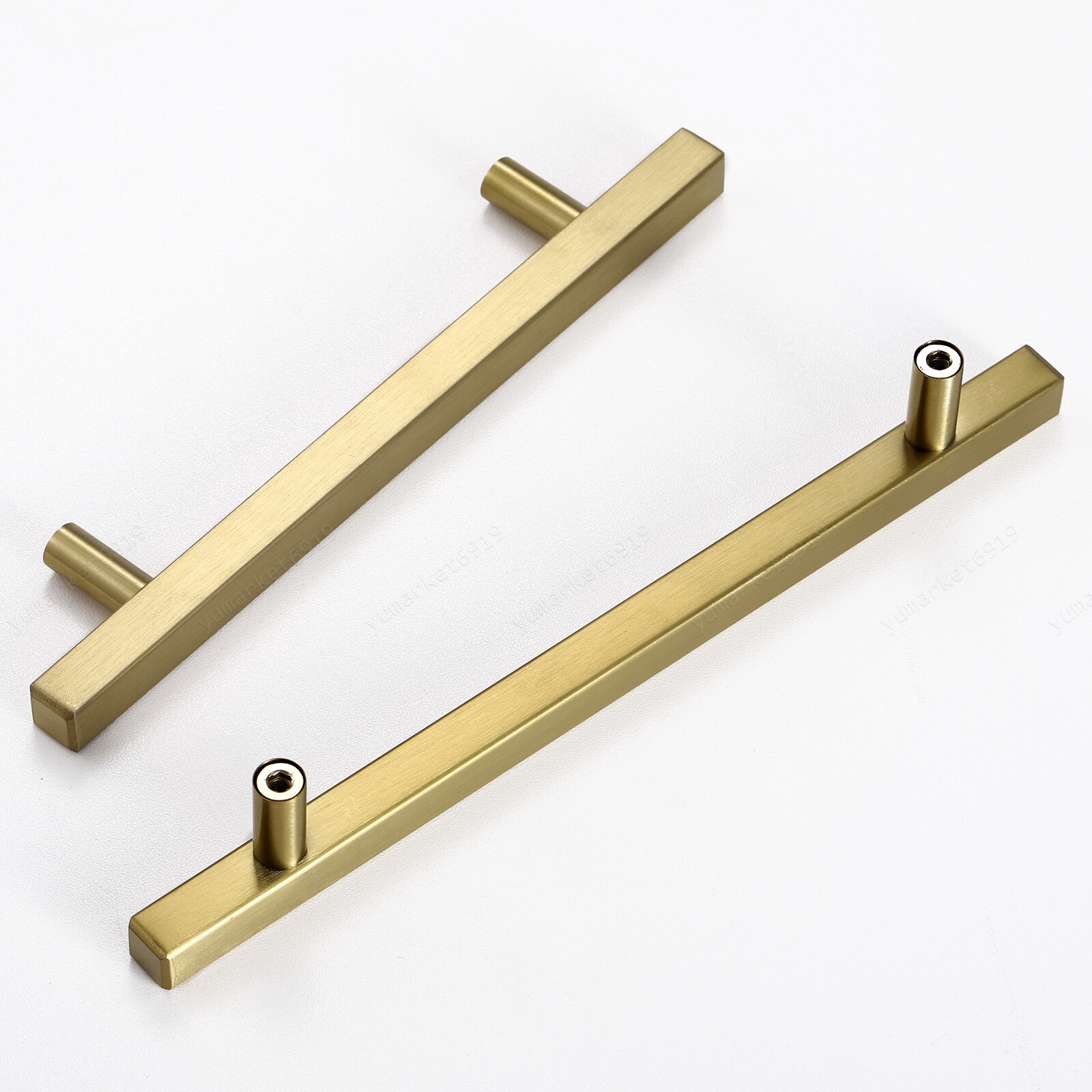 Stainless Steel Kitchen Square Cabinet Handles Brushed Gold T-Bar Drawer Pulls