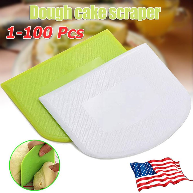 Dough Cutter Dual Sided Flexible Plastic Bowl Scraper for Bread Pizza Pastry