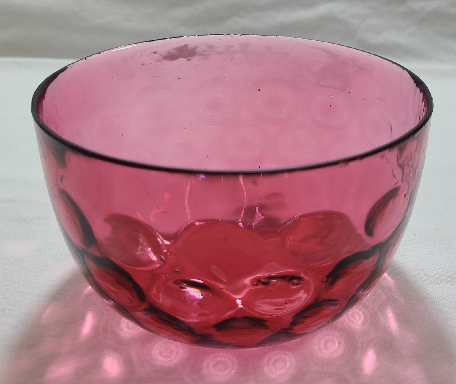 Antique Webster Silverplate Cranberry Thumbprint Glass Candy Dish Lid Victorian