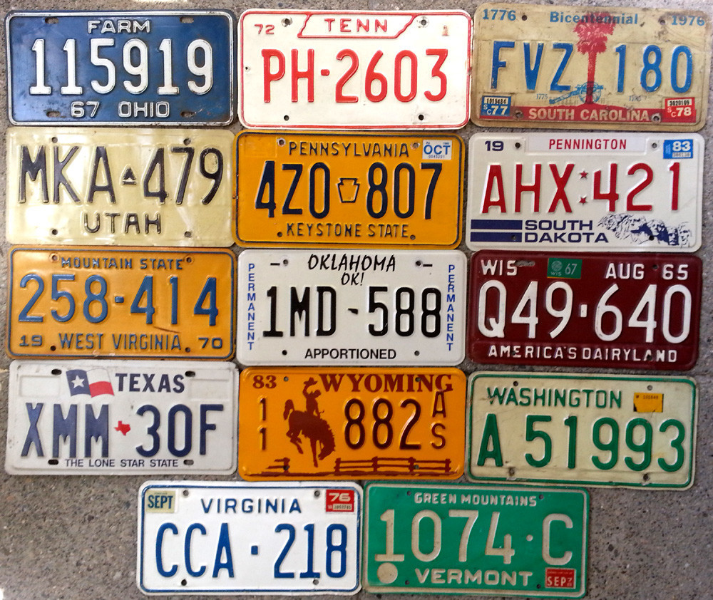 SET OF 50 UNITED STATES VINTAGE LICENSE PLATE NUMBER TAG LOT USA RARE 1960s-90s