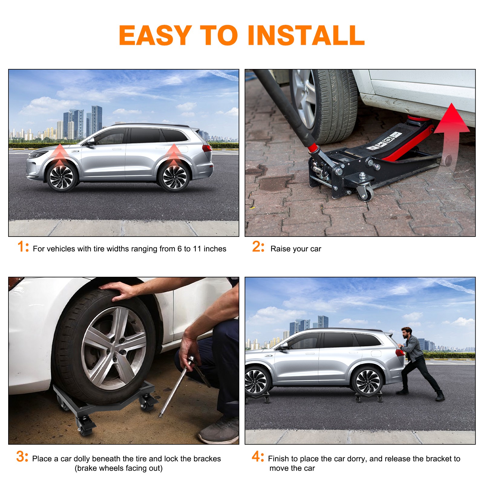 Set of 4 Car Wheel Dolly 6000LBS Garage Dolly Car Mover Skates for Moving Cars