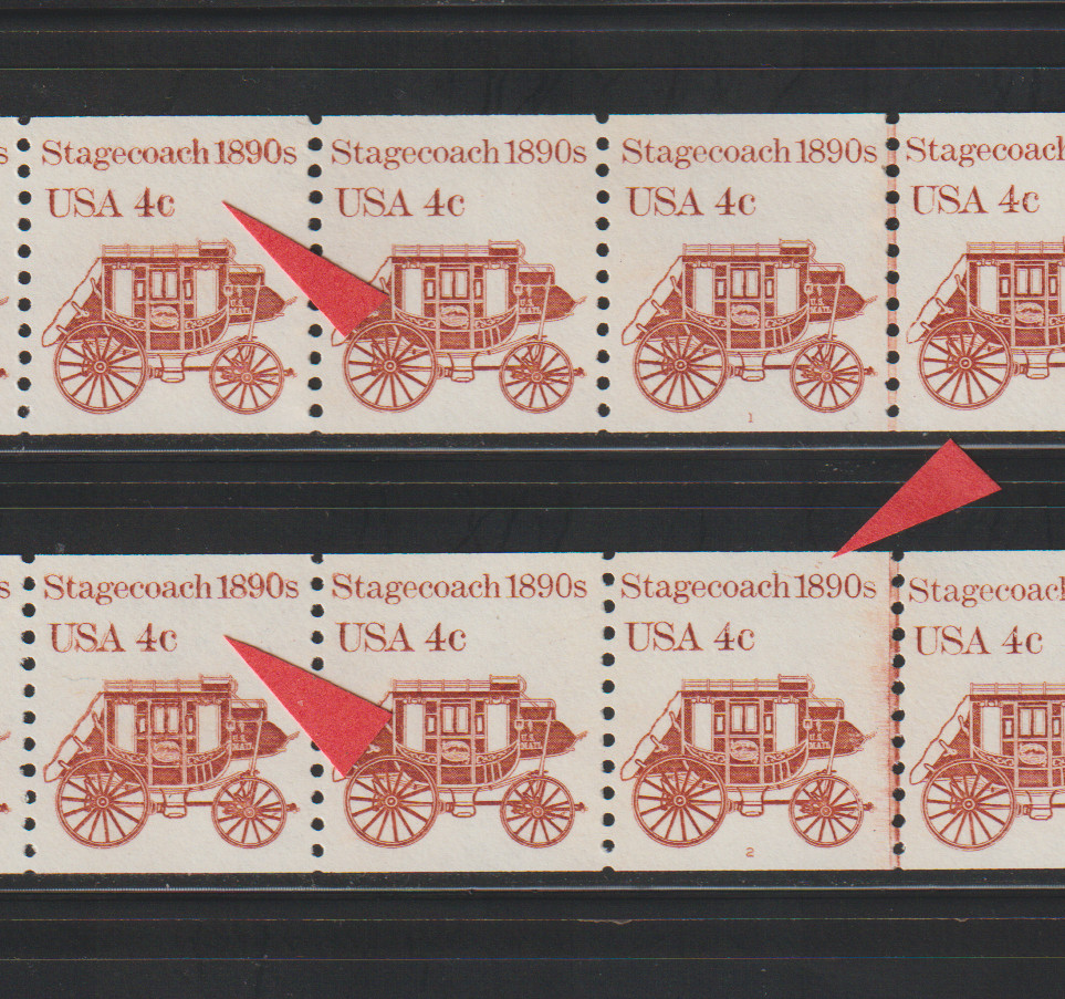US PNC EFO Stamps 1898A Stagecoach: PNC8 #1 & #2 Chill Roller & "Quotation" MNH