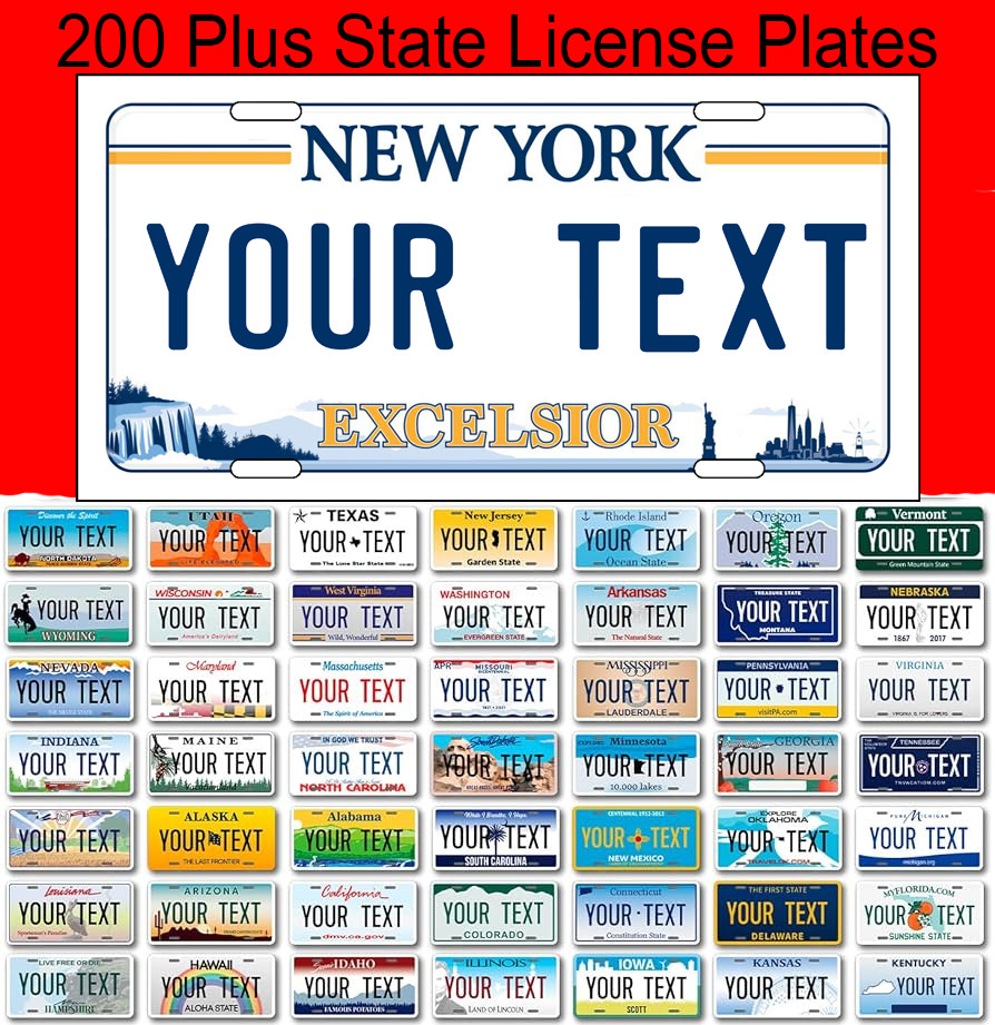 State License Plate Personalized With Your Text Car Novelty Plate Custom 200+