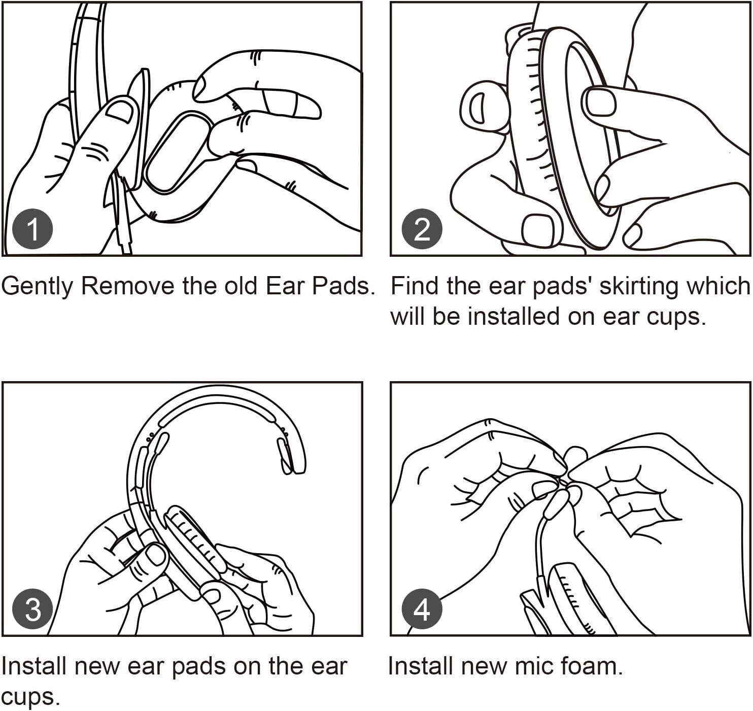 1Pair Ear Pads for Blue Parrot VXi B450XT Headset Replacement Foam Cushion Cover