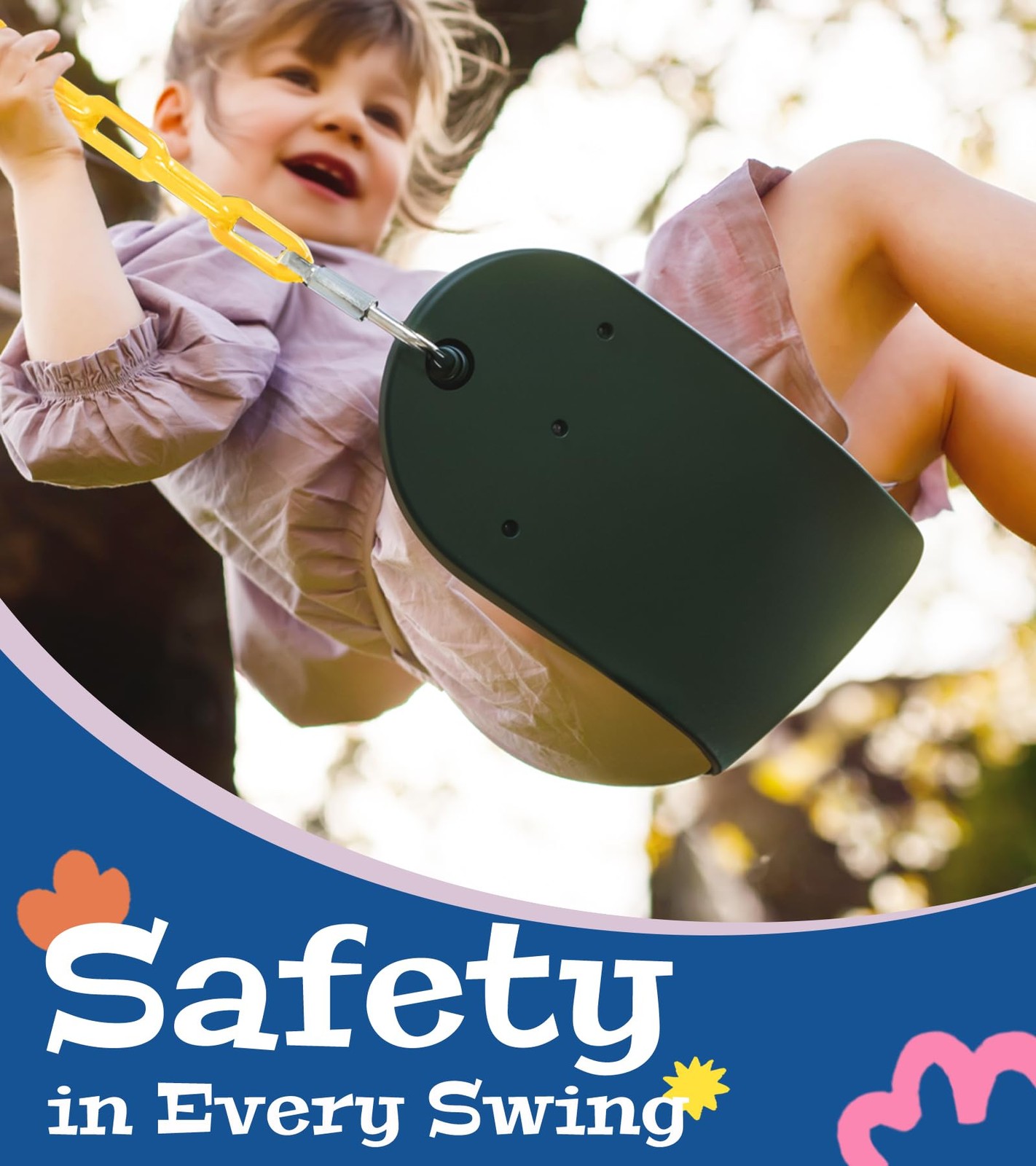 2 Pack Heavy Duty Swing Seats with 66" Rust-Resistant Chains, Swing Set Acces...