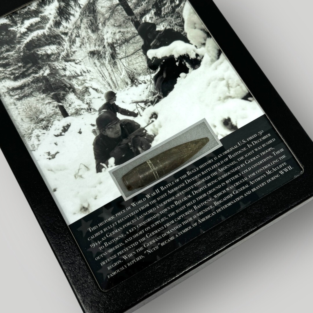 WWII Battle of the Bulge Bastogne Ardennes 1944-45 Military Gift Display COA