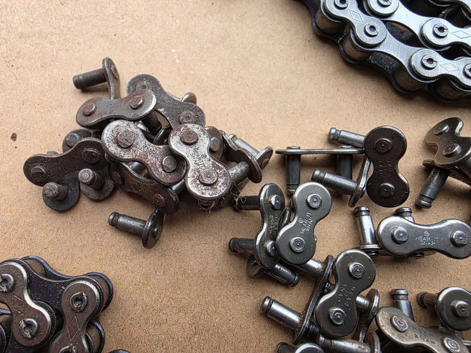 VINTAGE BICYCLE CHAINS PARTS LOT DIAMOND HEAR IT SNAP UNION SKIPT TOOTH ETC