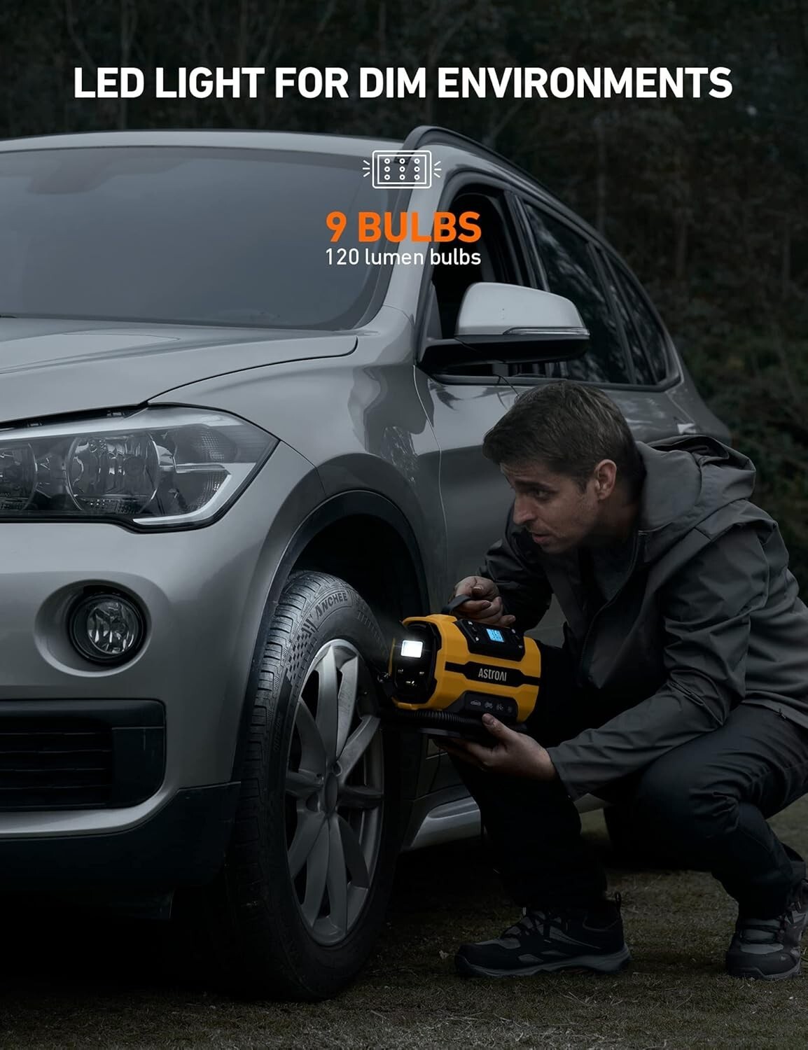 AstroAI Tire Inflator Portable Air Compressor Pump 150PSI 12V DC/110V AC NEW