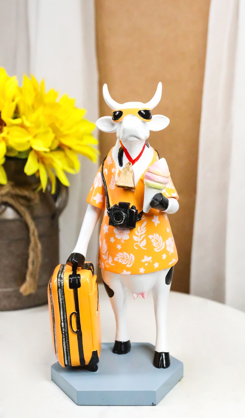 Cow Parade Mile High Traveler Vacation Cow With Luggage Collector's Figurine