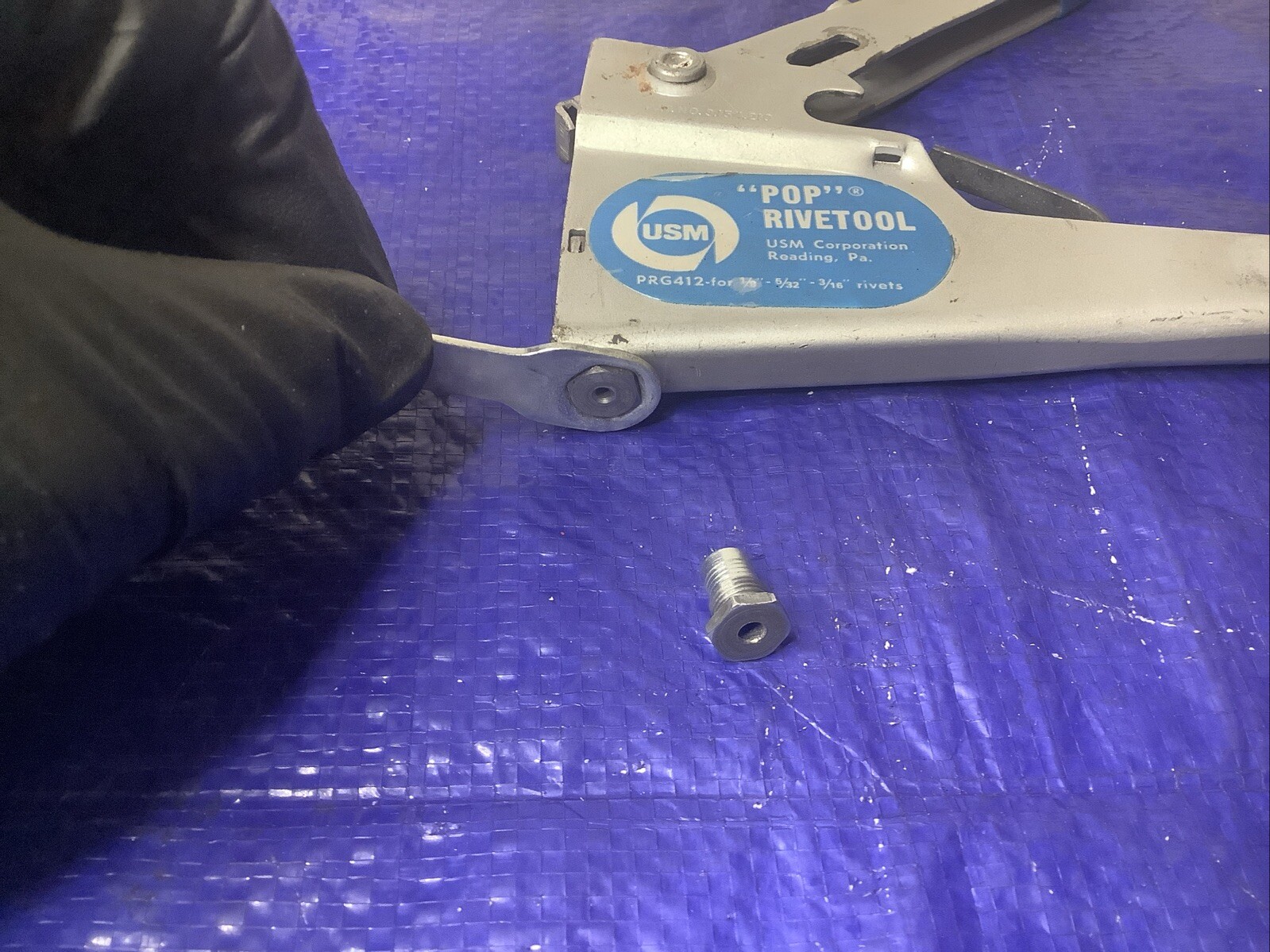 USM Corporation "POP" Rivet Tool Kit PRG412 1/8"-3/16" Rivets Free Ship