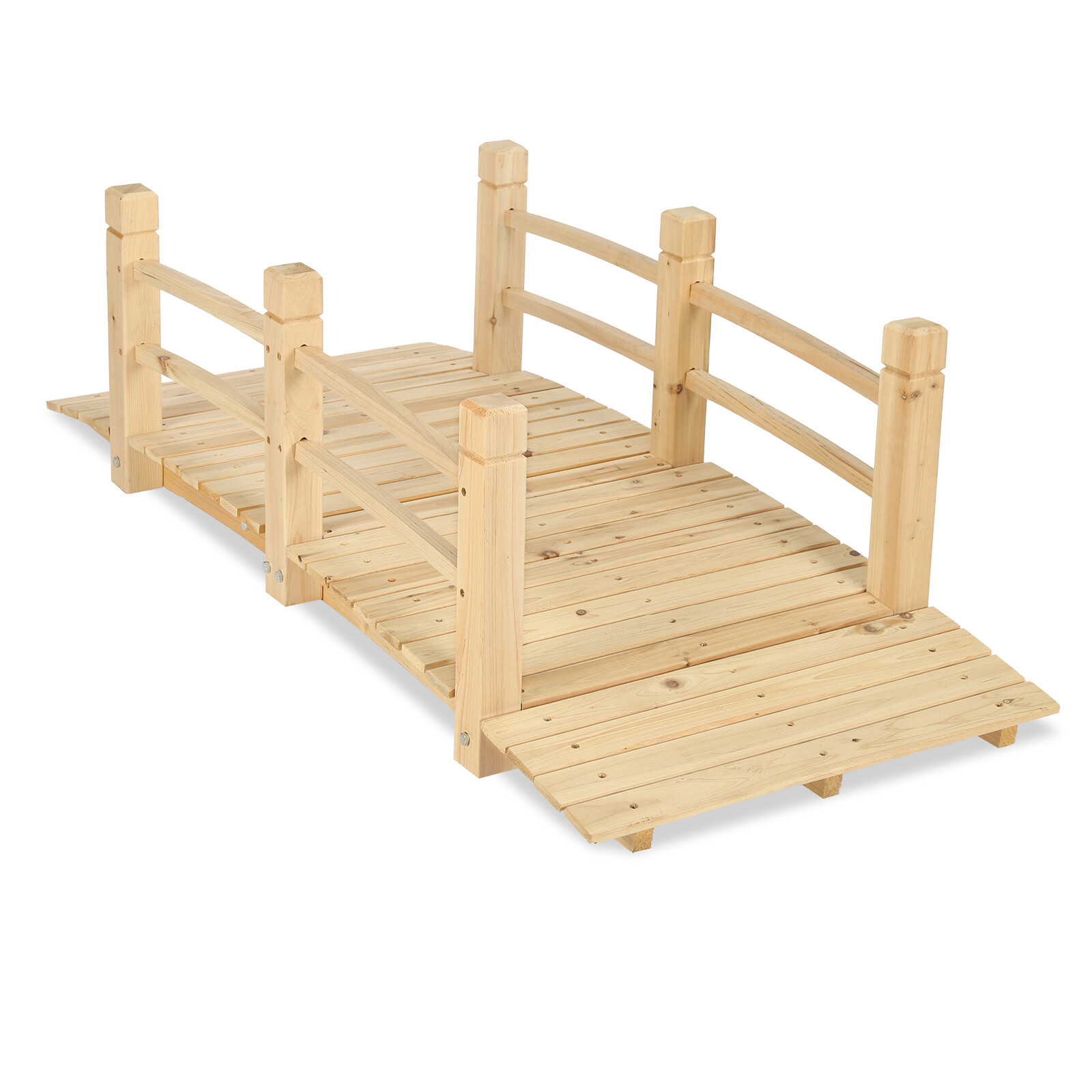 5Ft Garden Bridge Yard Decoration Wooden Arch Bridge Outdoor Pond w/ Railings