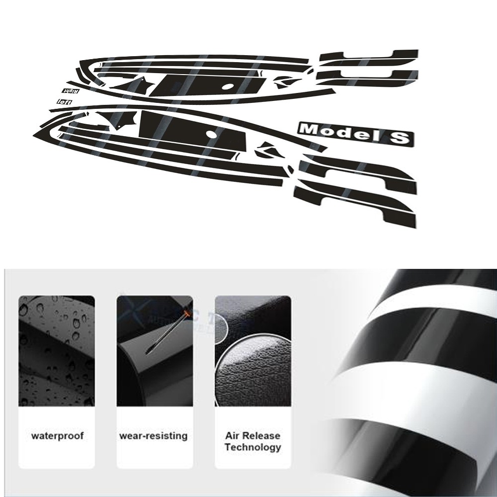 Glossy Black Chrome Delete Window Trims For Tesla Model S 2014-2020