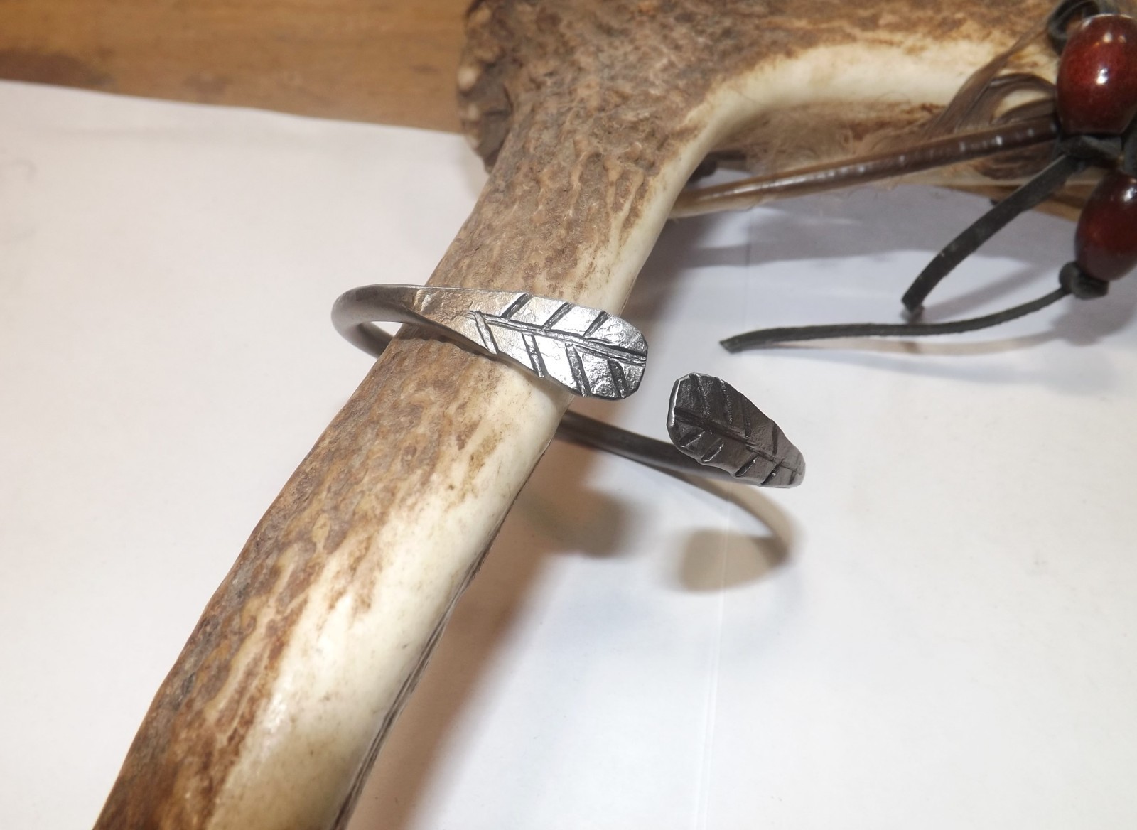 Hand forged iron bangle bracelet size medium