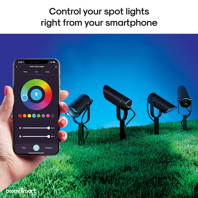 atomi Smart Spot Lights 400 -Lumens 10 -Watt Black Color Changing LED 4 pack new