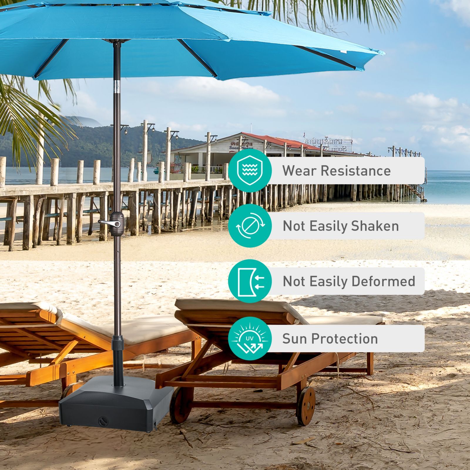 Aoodor Patio Umbrella Base With Wheels,Heavy Duty Fillable Market Umbrella Stand