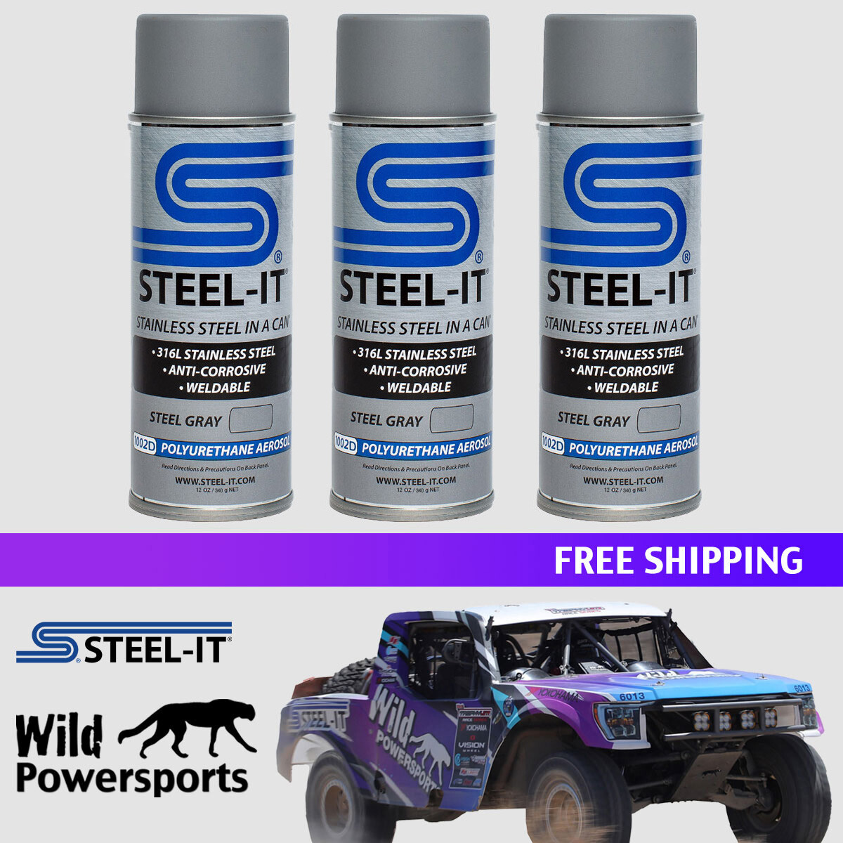 STEEL-IT Gray Polyurethane 12oz Spray Can (3 Pack)