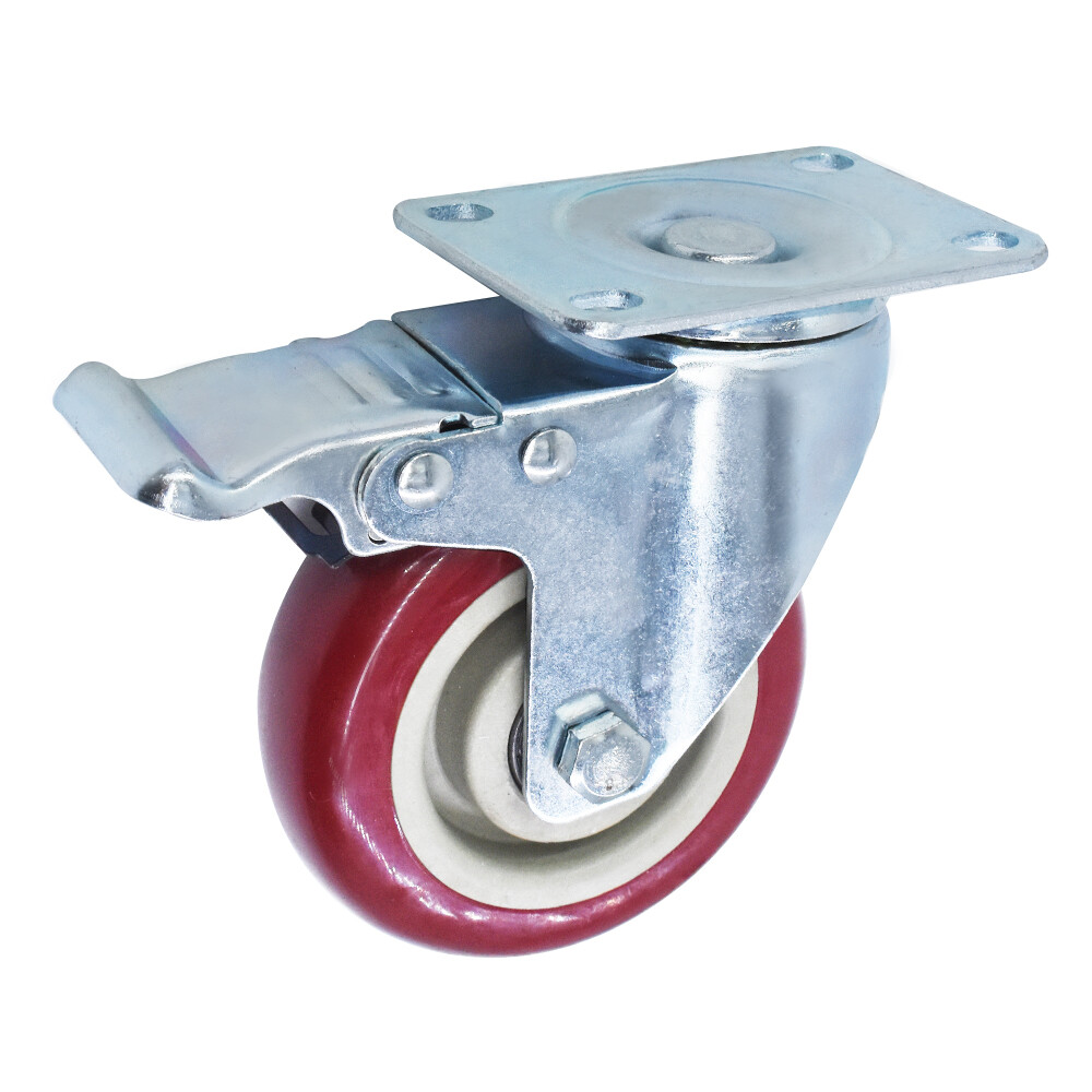 4 Pack 4" Heavy Duty Caster Set Wheels All Swivel & Brake Casters Red