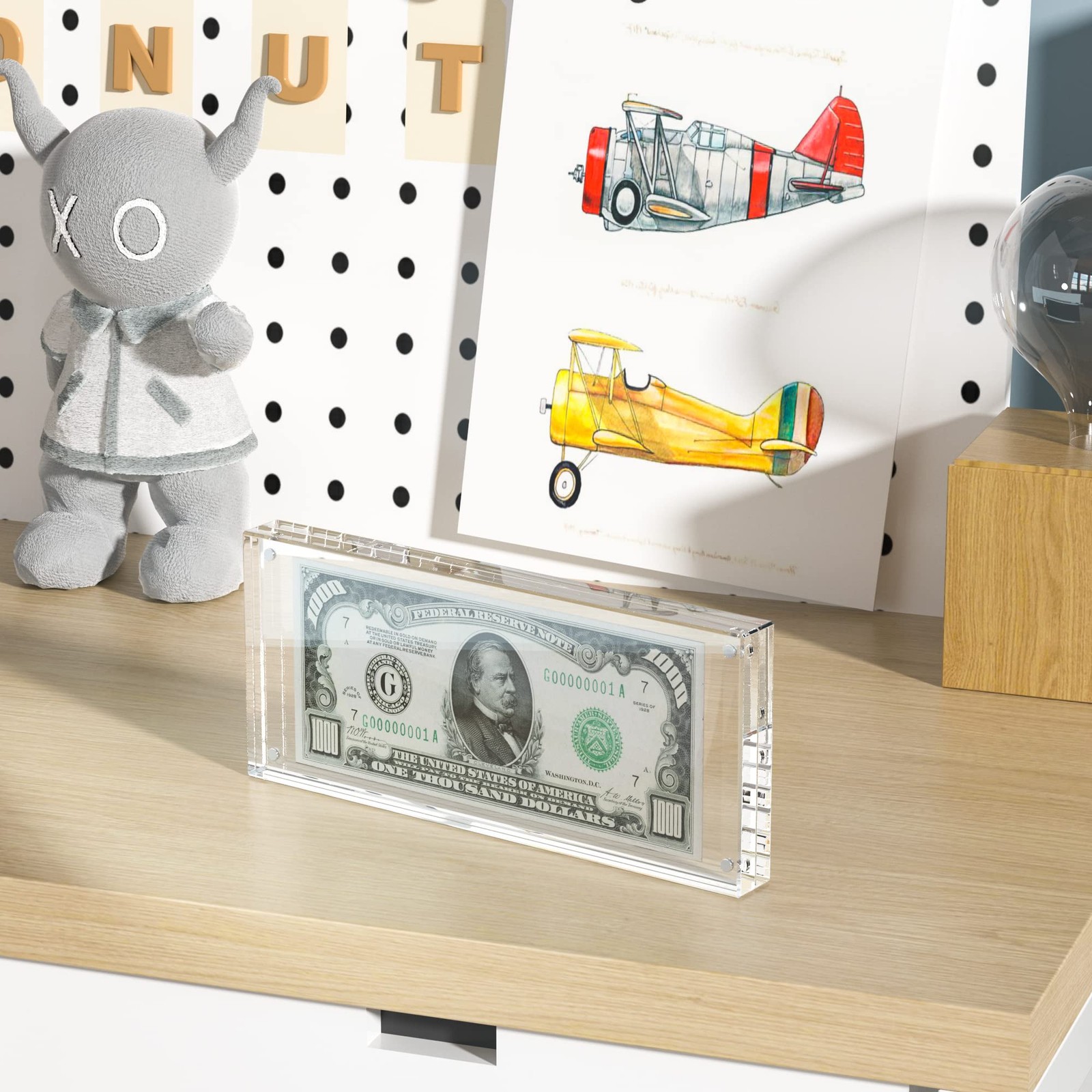 Dollar Bill Frame Display – 7.8" x 3.9" Acrylic 1 Pack, Clear