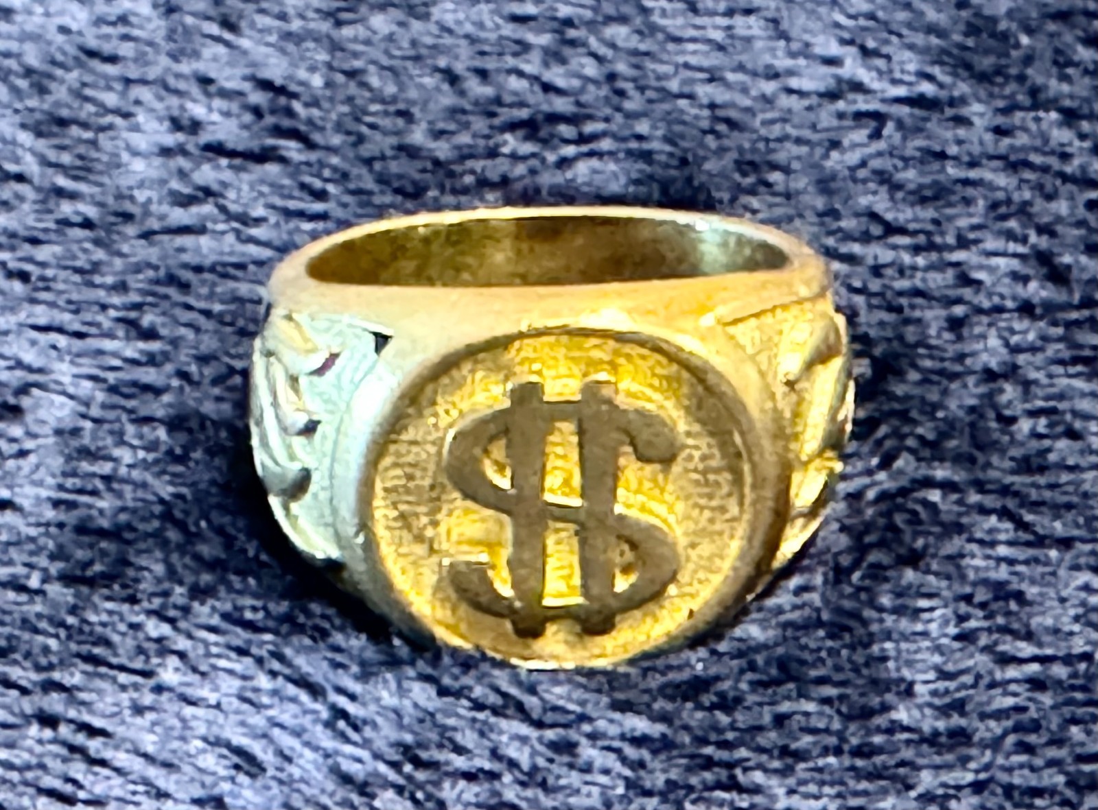 Costume Signet Style Rings - Lot of 2 - Spanish Coat of Arms & Dollar Sign