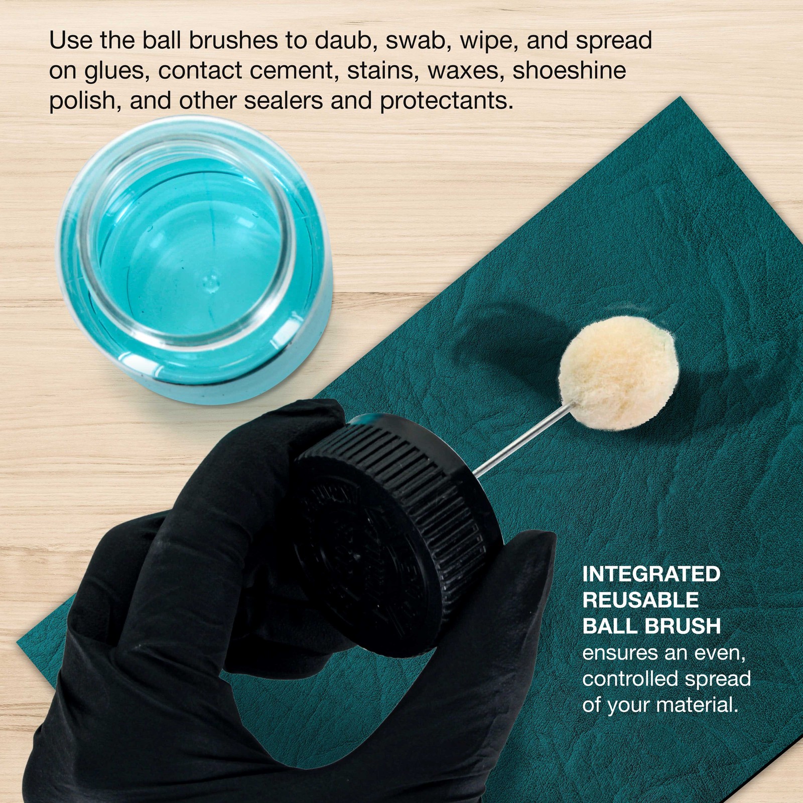 Wool Daubers with Clear Plastic Bottles, 12-Pack, 120ml Safety Lids Ball Brush