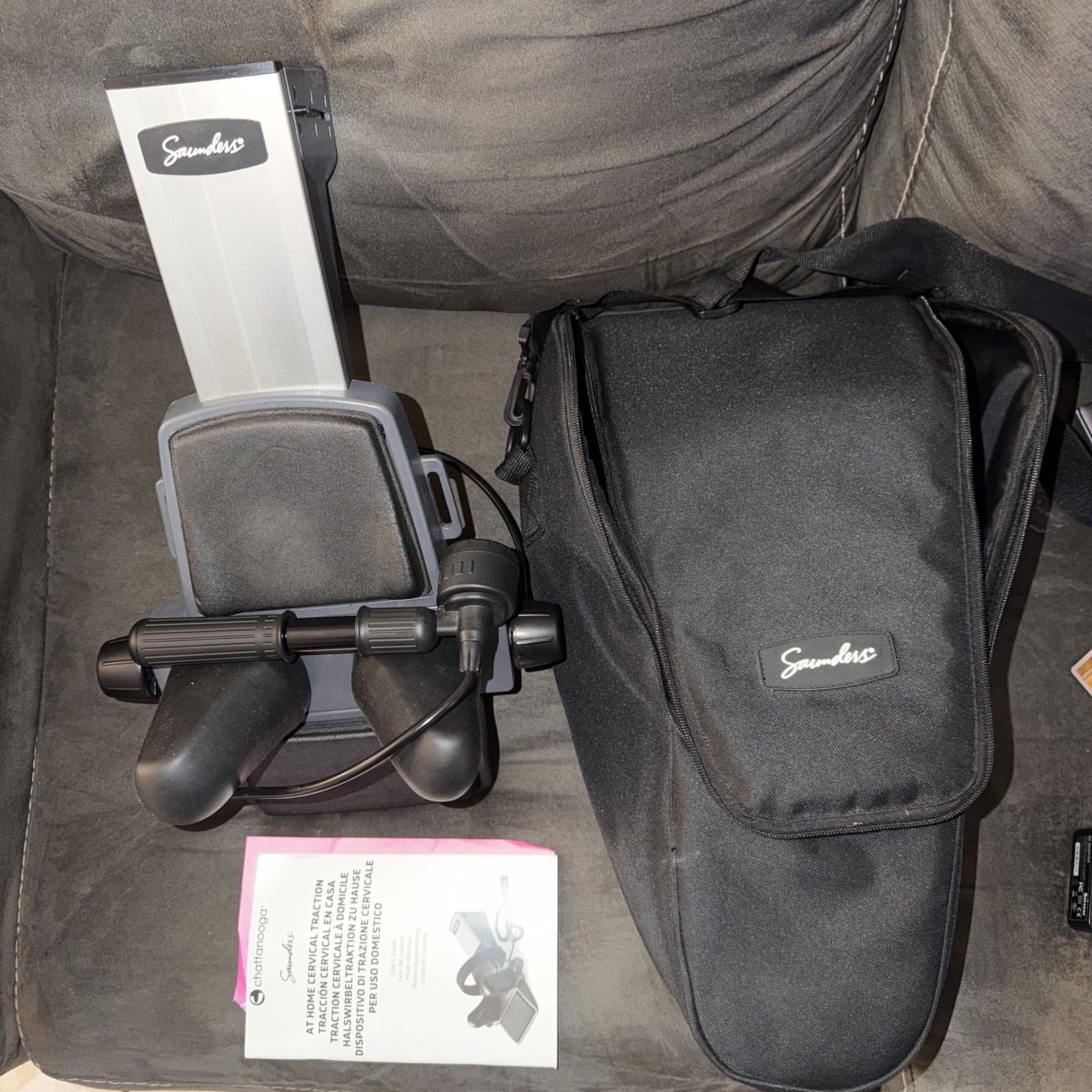 Saunder Cervical Traction Home Trac Neck Device Deluxe Carrying Bag with Pump