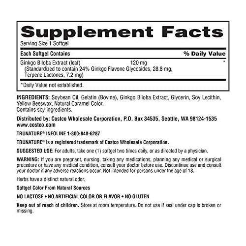 trunature Ginkgo Biloba, 340 Softgels